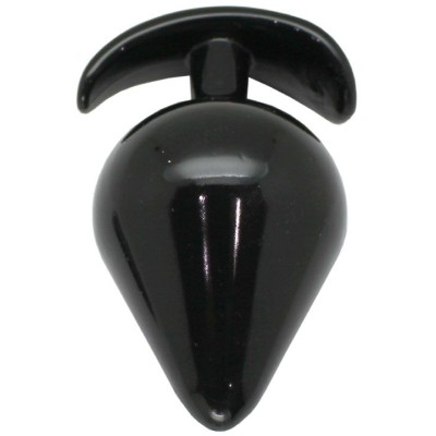 Черная коническая анальная пробка с ограничителем - 11 см.