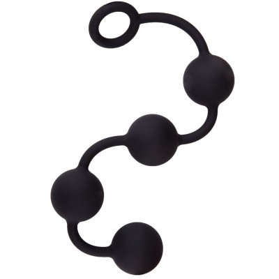 Большая черная анальная цепочка из 4 шариков - 49 см.