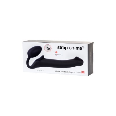 Черный безремневой страпон Silicone Bendable Strap-On M