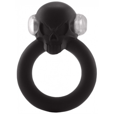 Чёрное виброкольцо Shadow Skull Cockring с черепом