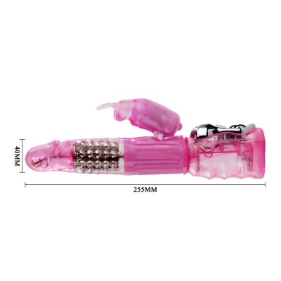 Розовый вибратор-ротатор Rabbit - 26 см.