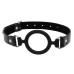 Черный кляп-кольцо с кожаными ремешками Silicone Ring Gag with Leather Straps