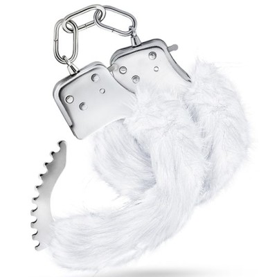 Белые игровые наручники Plush Fur Cuffs
