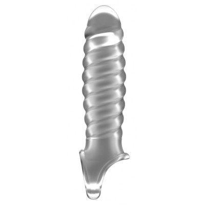 Прозрачная ребристая насадка Stretchy Penis Extension No.32