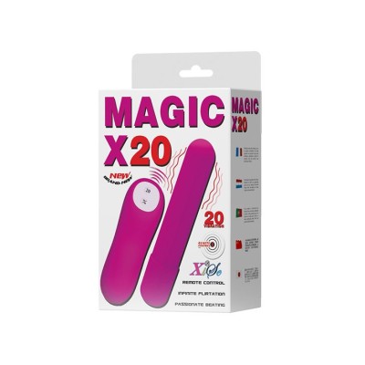 Ярко-розовая удлиненная вибропуля Magic x20